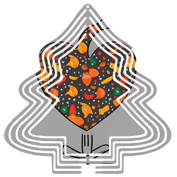 Stylish Metal Hanging Tree-Shaped Wind Spinner with Colorful Vegetable & Fruit Pattern - Perfect Garden Decoration for Holiday Cheer