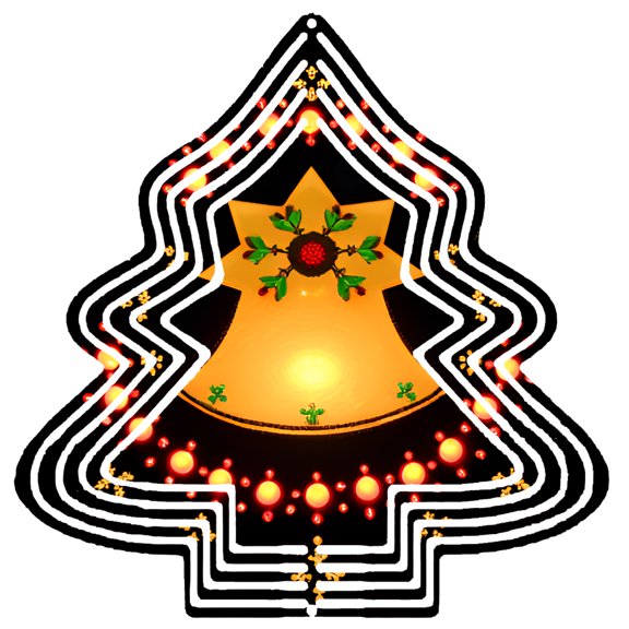 Stylish Metal Hanging Tree-Shaped Wind Spinner with Golden Bell Red Bow and Colorful Star Patterns for Garden Decor