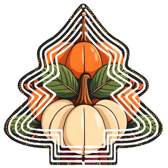 Stylish Metal Hanging Tree-Shaped Wind Spinner with Pumpkin & Squash Design Festive Autumn Colors for Garden & Yard Decor