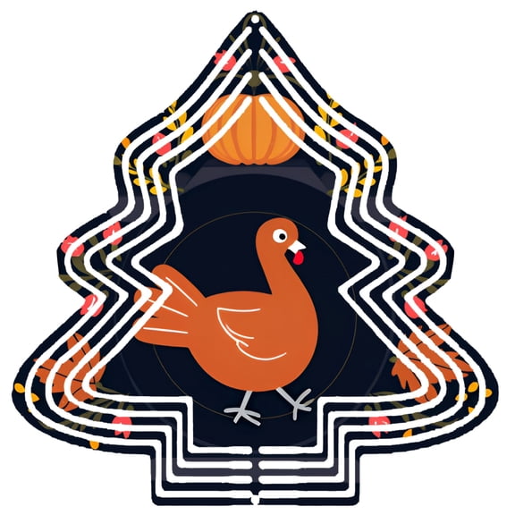 Stylish Metal Hanging Wind Decorations - Tree-Shaped Garden Spinners with Autumn Accents Pumpkin Top Perfect for Yard Decor