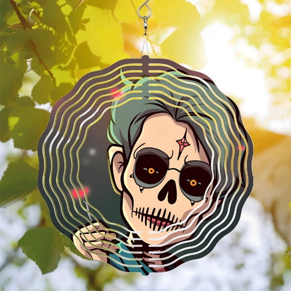 Stylish Metal Hanging Wind Spinner with Concentric Circular Pattern - Unique Yard and Garden Decor Perfect for Wind Chimes