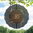 thumbnail image 1 of Stylish Metal Hanging Wind Spinner with Concentric Wave Patterns - Elegant Black & Gold Design for Yard & Garden Decor, 1 of 6