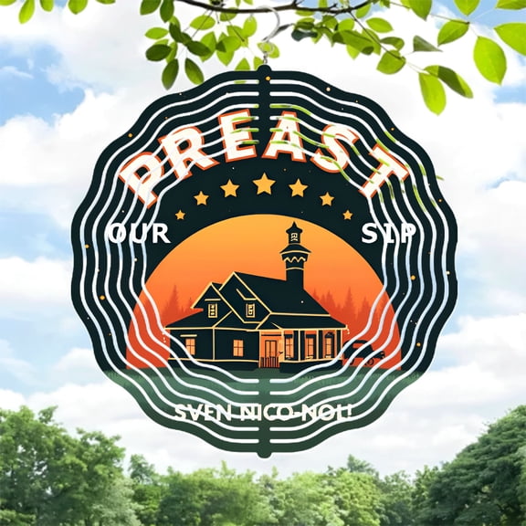 Stylish Metal Hanging Wind Spinners & Chimes - Lighthouse & Forest Design for Yard & Garden Decor Perfect for Outdoor Serenity