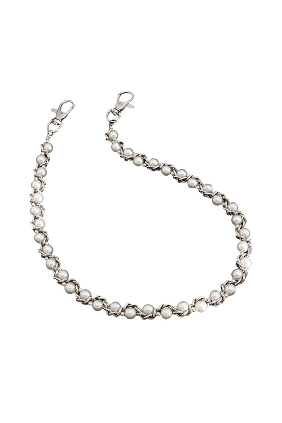 Stylish Metal Hip Chain Jewelry With Twist Pearls Detail Easy Clasp Closure Waist Chain For Daily Fashion Styling