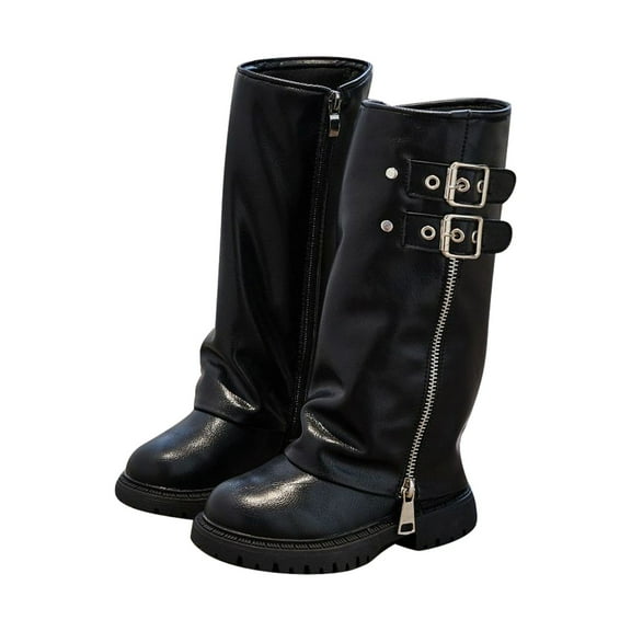 Stylish Mid Calf Platform Boots For Girls With Sole And Side Zipper Punk Fashion Footwear For Youth Teens