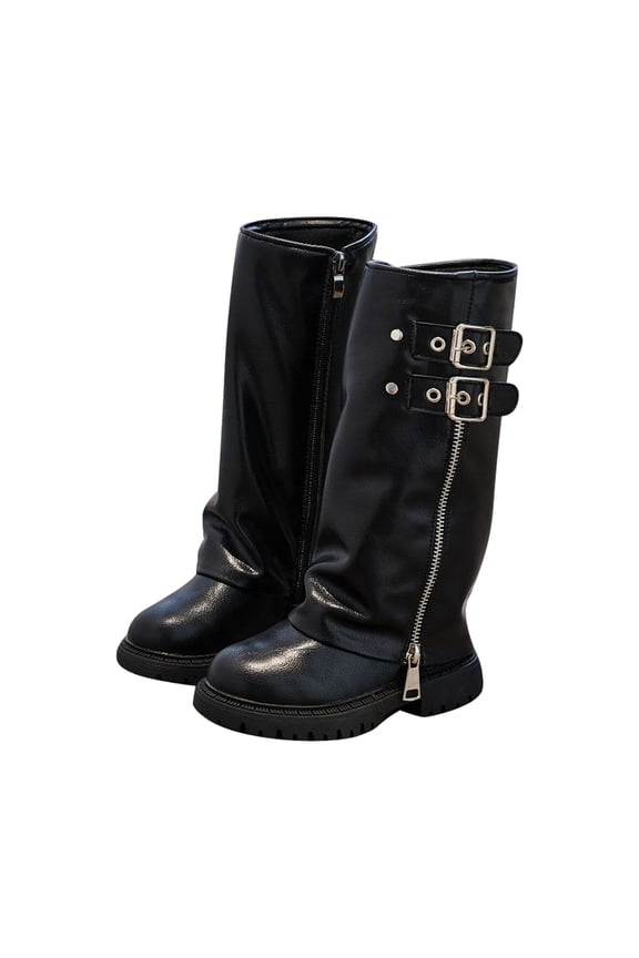 Stylish Mid Calf Platform Boots For Girls With Sole And Side Zipper Punk Fashion Footwear For Youth Teens
