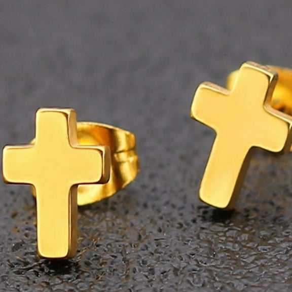 Stylish Minimalist Titanium Steel Crucifix Earrings for Women Unique Fading Personality Ear Jewelry for Everyday Wear and