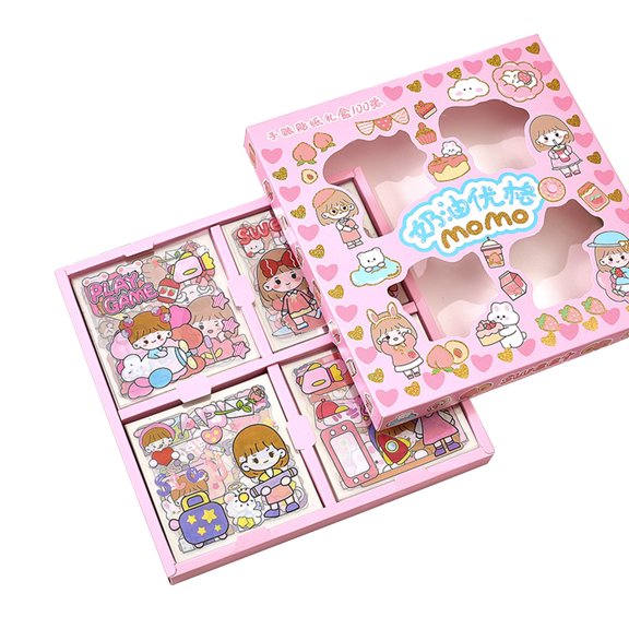 Stylish Mixed Decals Lovely Water Bottle Cartoon Stickers for Girls 100 Sheets