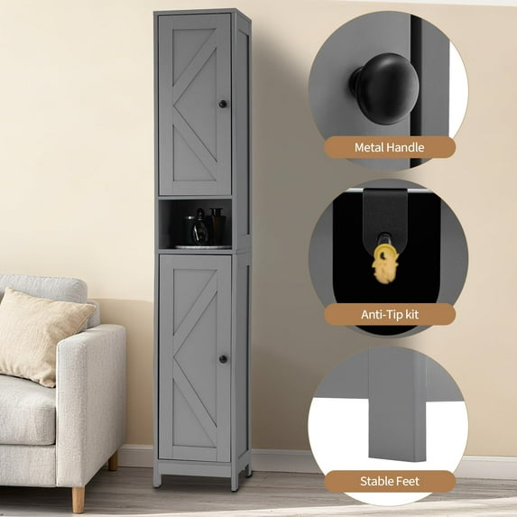 Stylish Modern Bathroom Furniture Set – Durable Space-Saving Complete Storage for Functional Bathroom Organization, Gray