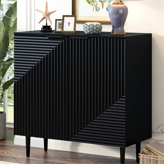 Stylish Modern Cabinet, Adjustable Shelves For Versatile Storage, Geometric Door, Home Decor Essential Sleek Minimalist Side Shelving, Offices