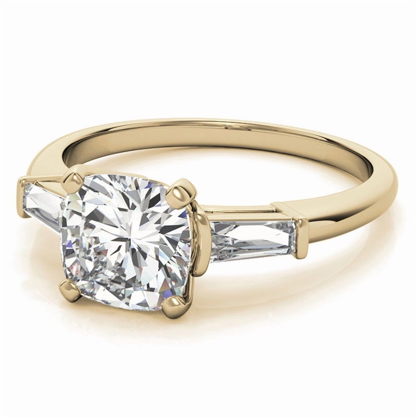 Normal Stylish Rings Stylish Moissanite Engagement Ring by Auory Cushion Cut with Baguette ...