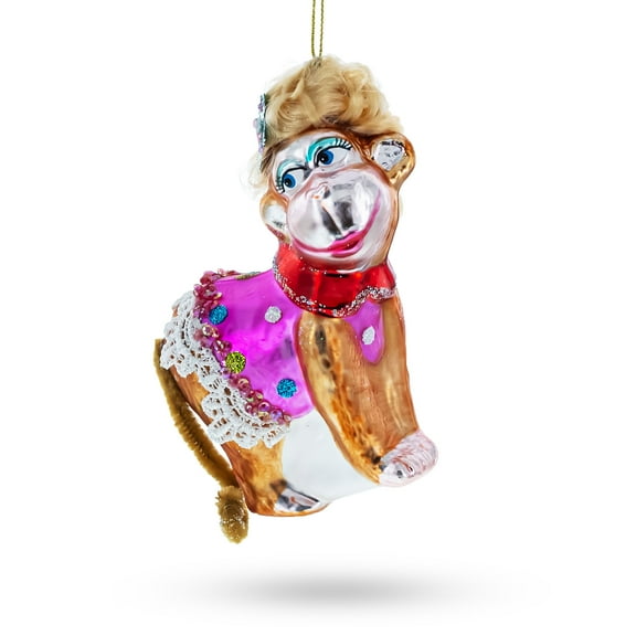 Monkey Glass Christmas Ornament