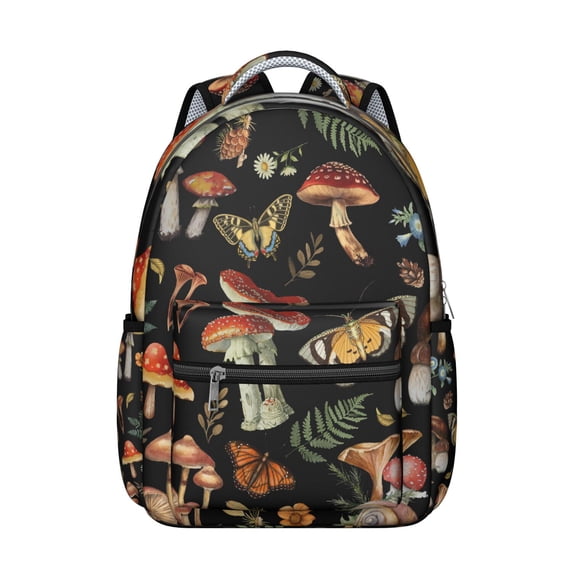 Stylish Mushroom Design Backpack for School and College, Spacious Bookbag with Laptop Sleeve, Comfortable Daily Carry Pack, Perfect Gift Idea for Students and Teens