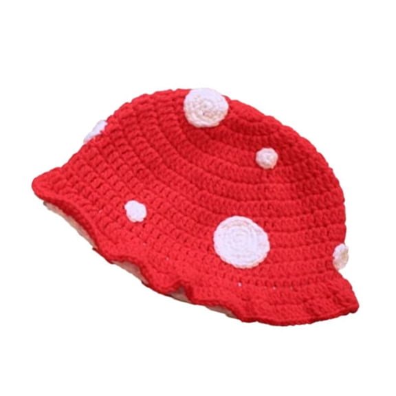 Stylish Mushroom Hat for Adult Autumn Knitted Hat Winter Party Photography Props Cartoon Knitted Slouchy Cap
