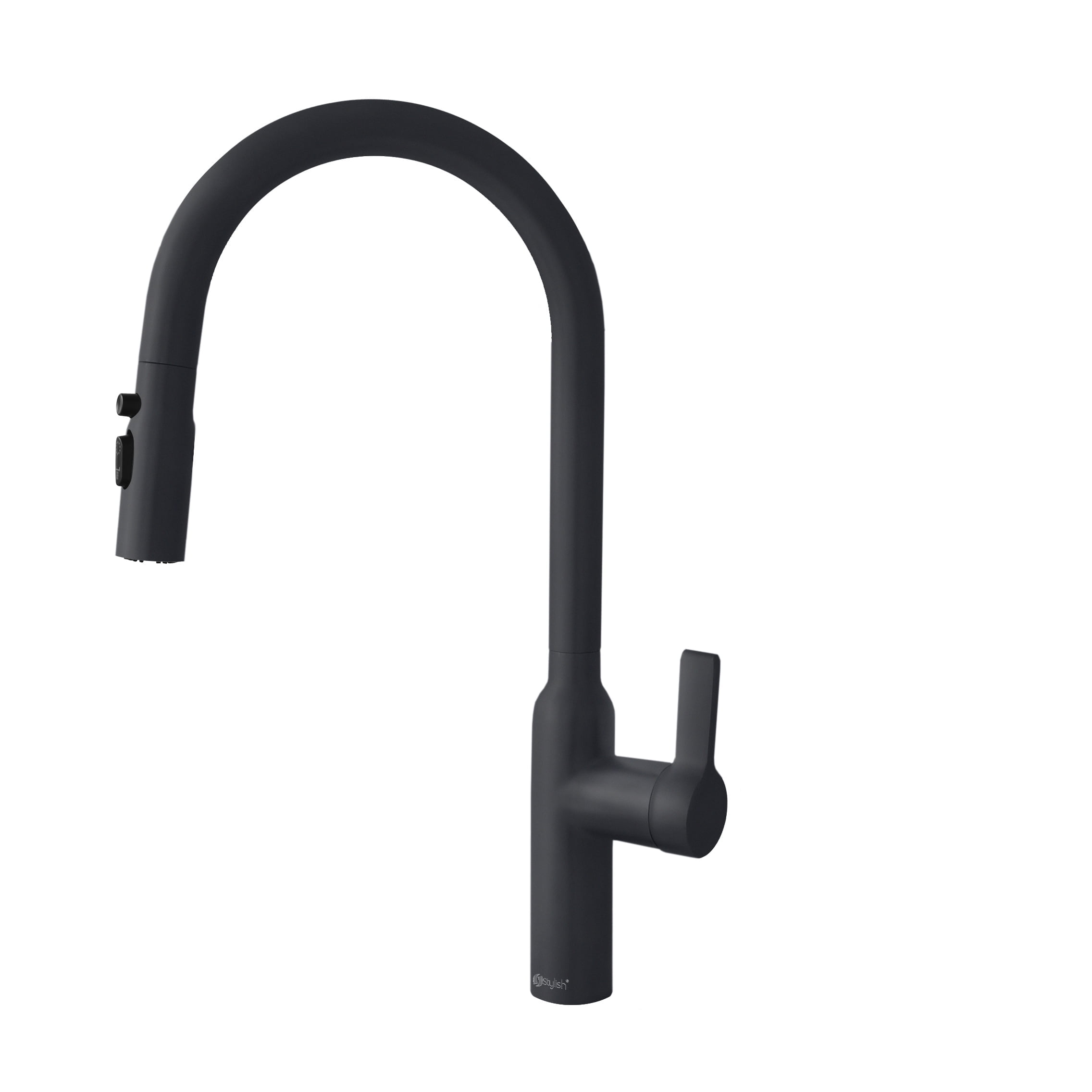 Stylish Napoli Single Handle Matte Black Pull Down Kitchen Faucet 18" K-133N