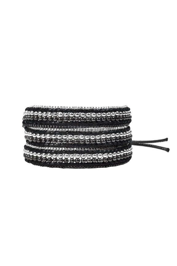 Stylish Native Black and Silver Plated Brass Two-Tone Wrap Bracelet
