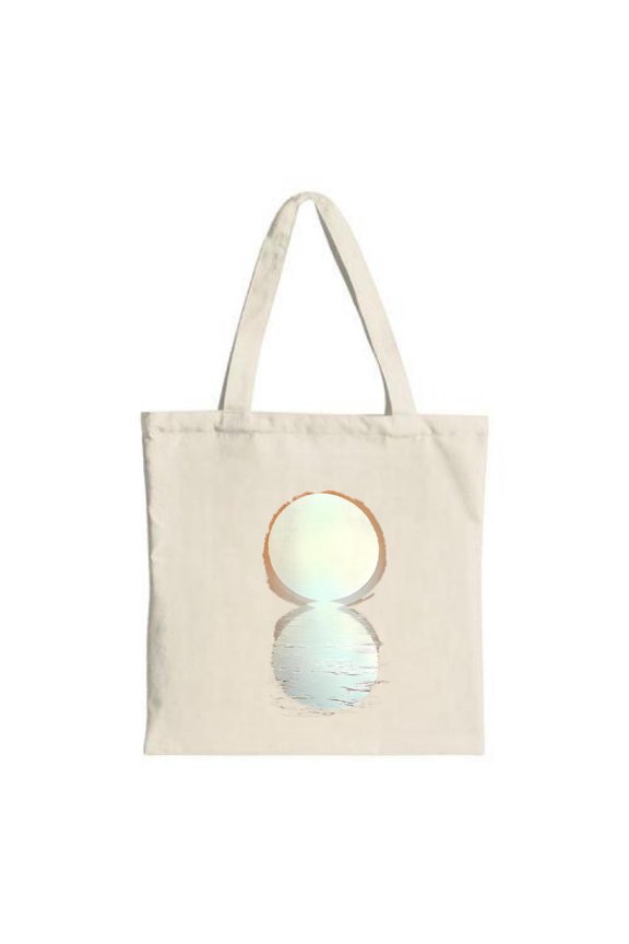 Stylish Natural Cotton Tote Bag with Pastel Gradient and Translucent Sphere Design - Perfect for Shopping Travel and Parties