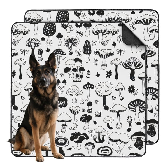 Stylish Non-Slip Dog Pads with Elegant Foliage Patterns, Washable Reusable Mat for Crate Liner and Floor Mat Applications (Plant patterns, 48"x48")