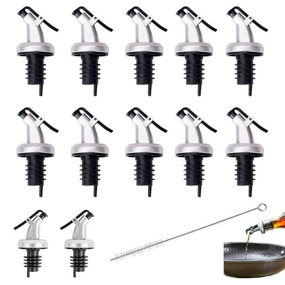 Stylish Oil Dispenser Top, 12PCS Set with Leakproof Cap for Dust-Free Protection, Auto Flip Mechanism for Easy One-Handed Operation, Weighted Design to Maintain Freshness, Safe