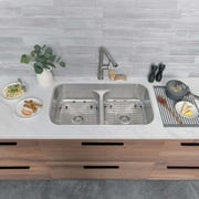 Stylish Olivine Dual-Mount 32" Stainless Steel Double-Bowl Kitchen Sink S-202XTG