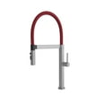 thumbnail image 1 of Stylish 20 ⅞" Ht Single Handle Brushed Stainless Steel with Red Spout Hose Pull Out Three Modes Kitchen Faucet K-140R, 1 of 9