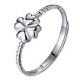 thumbnail image 1 of Unisex Adjustable Opening Four Leaf Clover Ring Copper Electroplated Geometric Index Finger Ring Color Gold For, 1 of 6