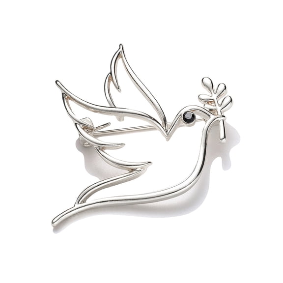 Stylish Openwork Doves Jewelry Pin Branch Symbol Alloy Design Badge Pin