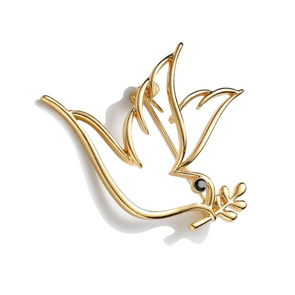 Stylish Openwork Doves Jewelry Pin Branch Symbol Alloy Design Badge Pin