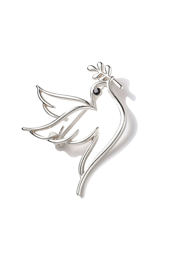 Stylish Openwork Doves Jewelry Pin Branch Symbol Alloy Design Badge Pin
