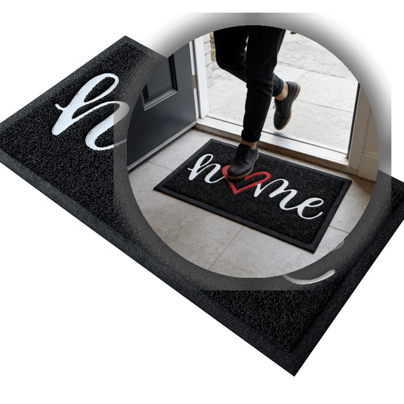Stylish Outdoor Indoor Welcome Mat for Entryway Front Door Decor | Durable PVC Doormat with Elegant "HOME" Cursive Design for Porch and Interior Entrance Rugs