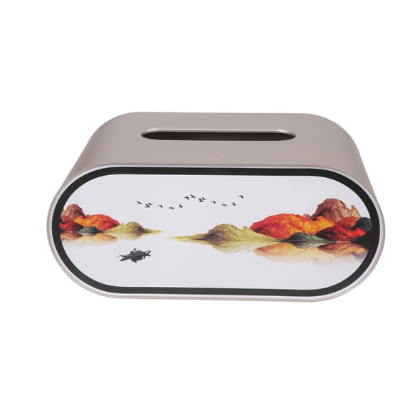 Stylish Oval Shaped Tissue Box Including Soft LED Night Light Touch Control Dimming Feature Perfect For Bedside Table