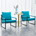 thumbnail image 1 of Stylish PU Leather Accent Arm Sofa Chair, Modern Upholstered Armchair with Metal Frame Extra-Thick Padded Backrest and Seat Cushion Sofa Chairs for Living Room, Cyan, 1 of 7