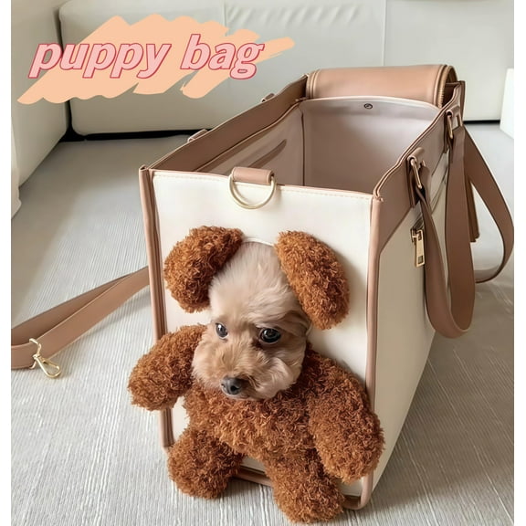 Stylish Pet Backpack PU Leather Designer Tote Handbag For Travel Outings With Small Medium Dogs Cats