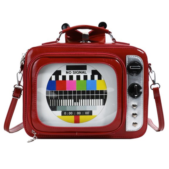 Stylish PU Leather School Bag Shoulder Bags Crossbody Purse Handbag with Clear Window and Adjustable Strap