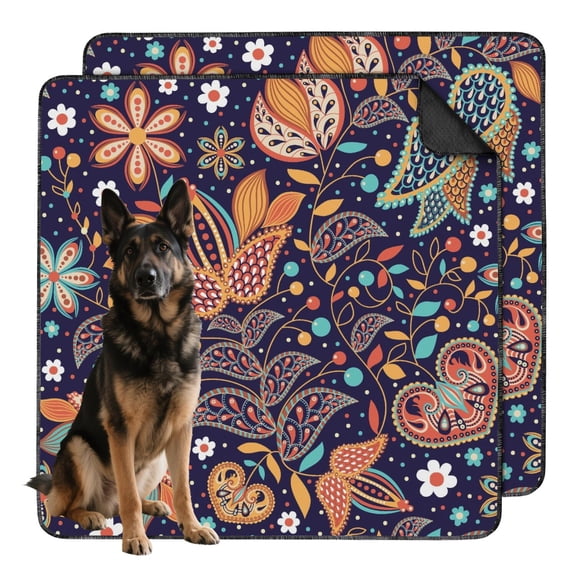Stylish Paisley 48"x48" Washable Dog Pee Pads, Leak-Proof & Non-Slip Reusable Potty Pads for Pet Training.