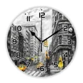 thumbnail image 1 of Stylish Pastel Red Paris Tower Oil Painting Wall Clock for Living Room Modern France City Landscape Art Wall Watch Home Decor 35（14 Inch）, 1 of 6
