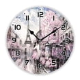 thumbnail image 1 of Stylish Pastel Red Paris Tower Oil Painting Wall Clock for Living Room Modern France City Landscape Art Wall Watch Home Decor 35（12 Inch）, 1 of 6