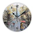 thumbnail image 1 of Stylish Pastel Red Paris Tower Oil Painting Wall Clock for Living Room Modern France City Landscape Art Wall Watch Home Decor 35（14 Inch）, 1 of 5