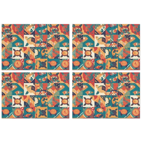 Stylish Pattern Round Elastic Tablecloth – Fitted Polyester Printed Table Cover with Stretch Edge for Kitchen, Dining, Outdoor or Patio Table, 17.7x11.8in, Pattern-v4-03, White