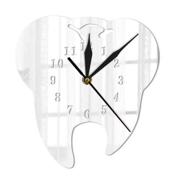 Stylish Pc Creative Teeth Mirror Wall Clock Modern Diy Acrylic Home Décor