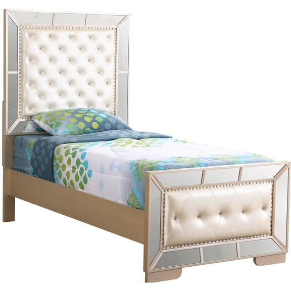 Stylish Pearl Finish Twin Bed - 64"h X 44"w 80"d, Build, Quick Assembly, Fits Various Interiors Contemporary With , Stylish, Easy To Assemble