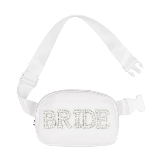 Stylish Pearls Embellished Bride Waist Pack For Bridal Shower Wedding Bachelorette Party
