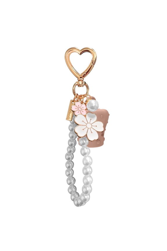Stylish Pearls Lip Balm Keychain Holder Clip Keyring Cover for Lipgloss For Secure Carrying Bag Decoration Charm