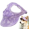 thumbnail image 1 of Stylish Pet Baseball Cap Unique Ear Hole Design Adjustable Neck Strap Summer Sun Visor Hat for Puppy Small Medium Dogs Purple L, 1 of 9