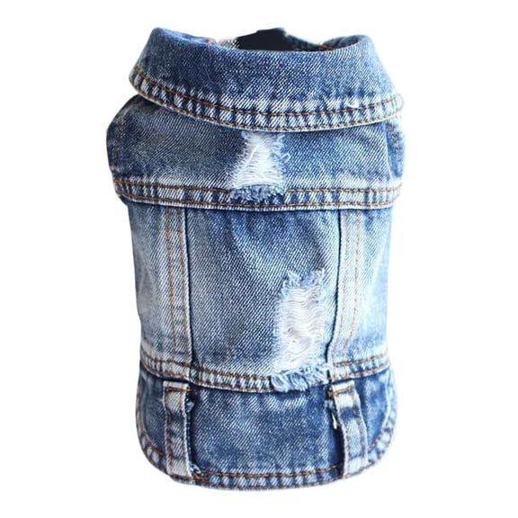 Pet Clothes Pullover Sweater Stylish Dogs Shirts Distressed Denim Vest for Cats and Dogs with Classic Design