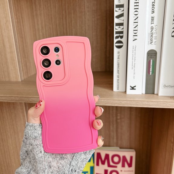 Stylish Phone Case for Samsung Galaxy Note 20, Gradient Color Design Wave Frame Cover Shockproof Anti-Scratch Drop Protective Slim Fit Bumper Case for Girls Women, Rose