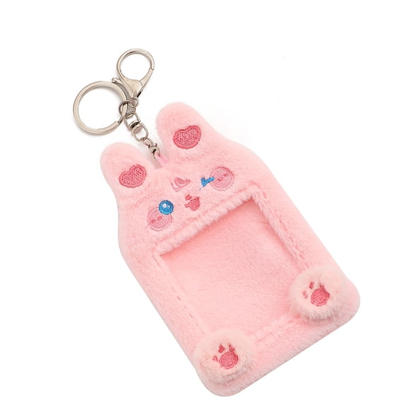 Stylish Photo Card Holder Cartoon Plush Bag Pendant Soft Plush Keychain for Fans Girls Stationery Accessories