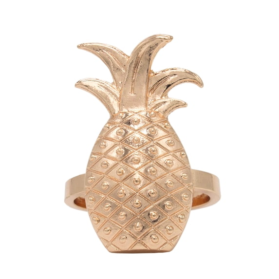 Stylish Pineapple Metal Napkin Rings - Set of 4 (Rose Gold)