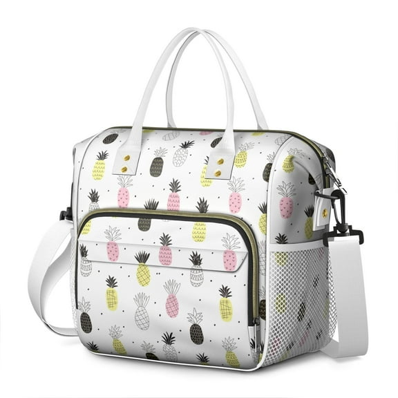 Stylish Pineapple Pattern Insulated Tote - Leakproof Outdoor Lunch Bag for Students, Parents, Travelers - Durable Waterproof Fabric with Shoulder Strap