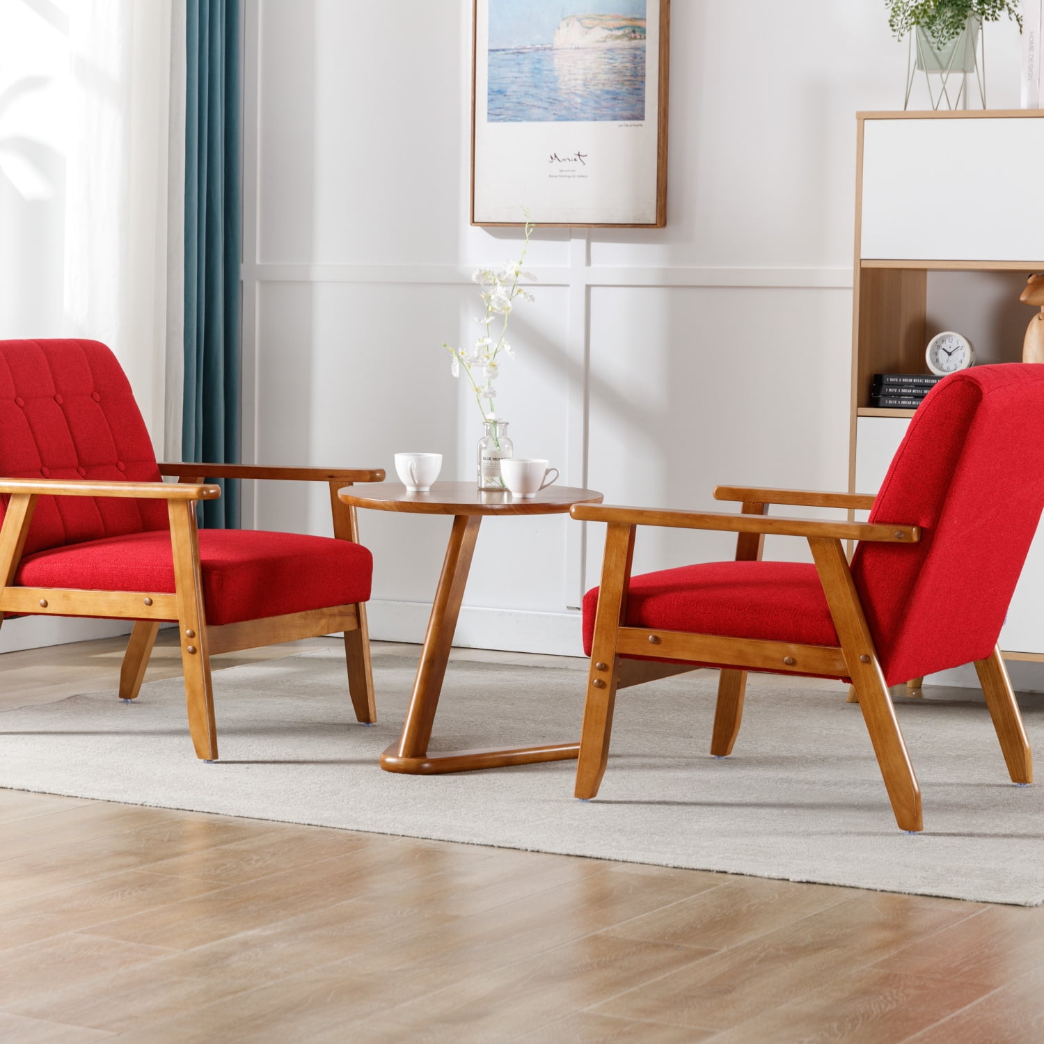 Stylish Pingcng Mid Century Modern Accent Chairs Set with Matching Side